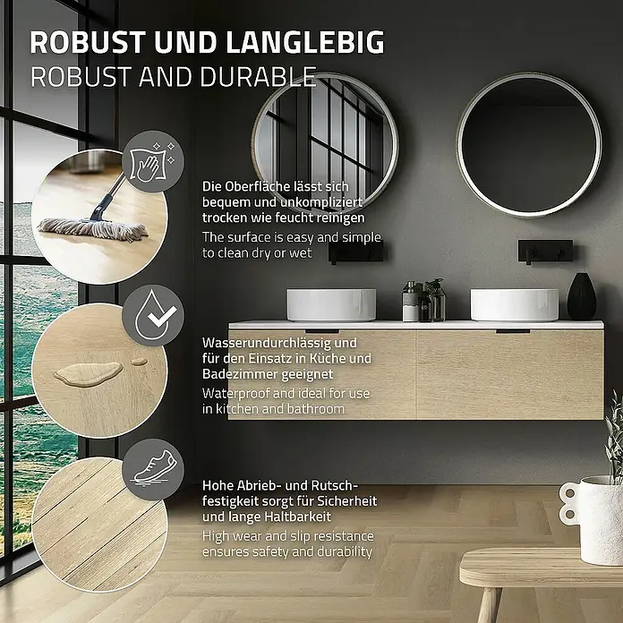 ML-Design Vinylboden 1 x Paket Vinylboden (20 x Diele pro Karton = 1,5616 m²) - Braun, Landhausdiele, 61 cm x 12,8 cm x 4,2 mm - Robuster & langlebiger Boden, wasserdicht, ideal für Küche & Bad. Hohe Abriebfestigkeit sorgt für Sicherheit & lange Haltbarkeit.