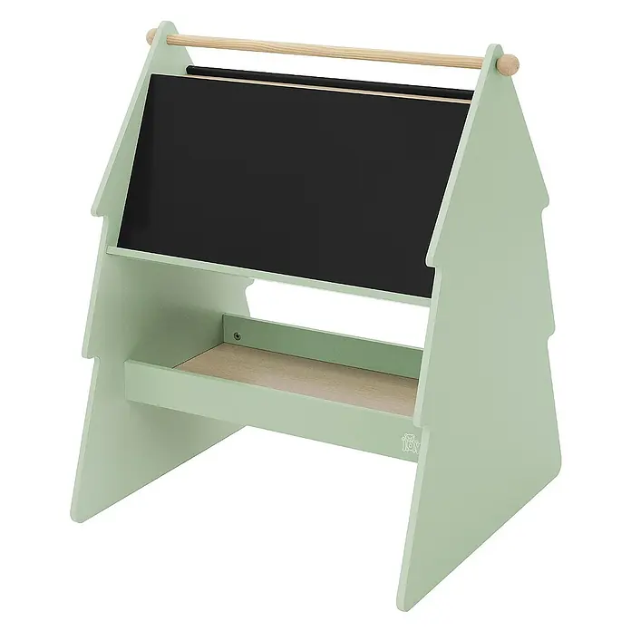 ECD Germany Kreidetafel Tanne Kindertafel mit Ablage & Papierrolle MDF / Kiefer - B x L: 60 x 68 cm - Stilvolle, mintfarbene Kindertafel mit Ablagefläche und Holzstange. Ideal zum Malen und Lernen im Kinderzimmer.