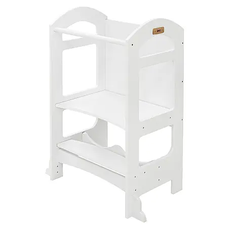 ECD Germany  Kinderspielturm Küchenhelfer Weiß mit Tafel und 2 Stufen 70x40x90cm