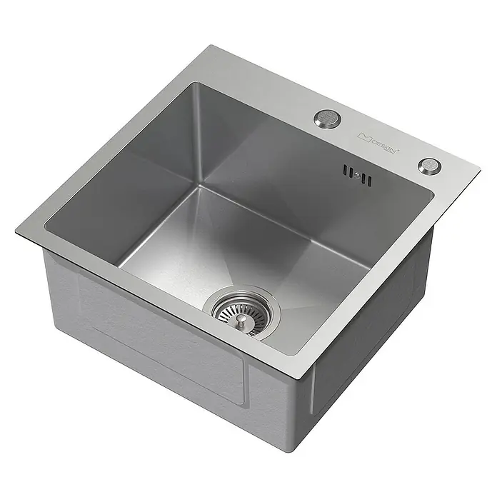 ML-Design Einbauspüle - 45 x 45 cm, Stahl - Edelstahlspüle mit glatter Oberfläche und modernem Design. Ideal für jede Küche, mit praktischem Abfluss und eleganten Knöpfen.