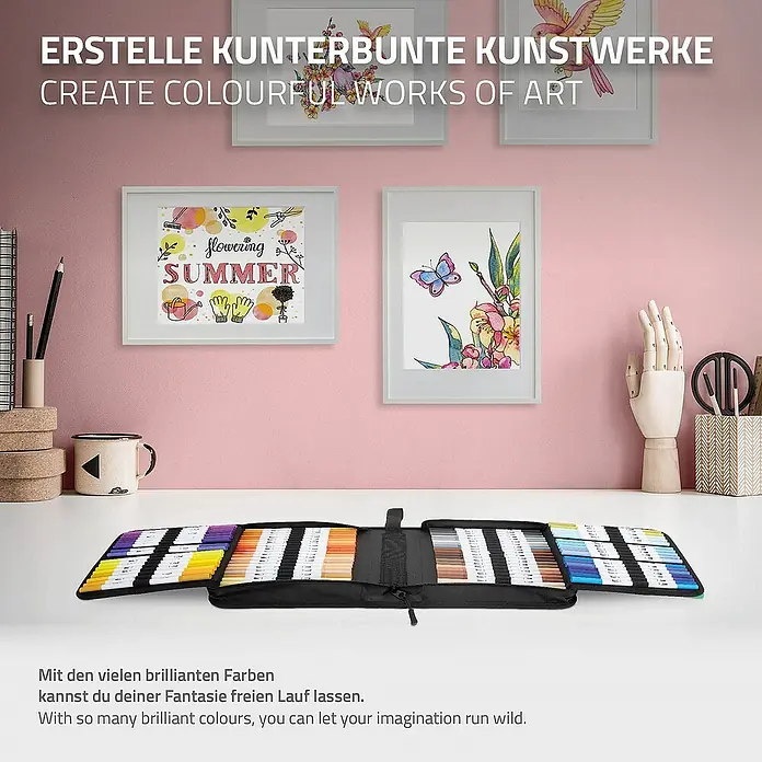 ECD Germany Zeichenstift-Set - Mehrfarbig - Bunte Kunstwerke entstehen mit den Stiften in einer praktischen Stiftemappe. Kreativität kennt keine Grenzen!