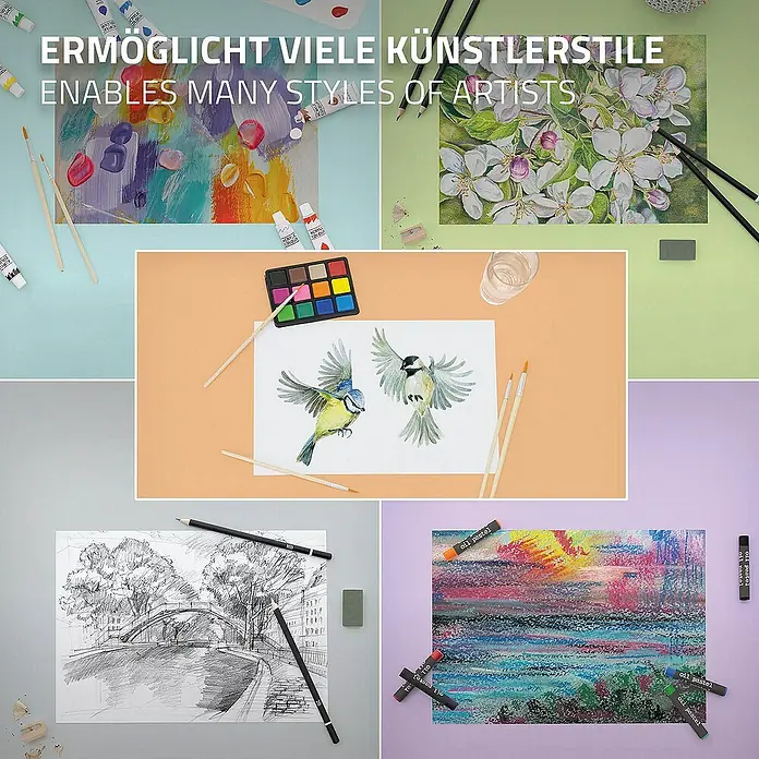 ECD Germany Zeichenstift-Set - Braun - Vielfältige künstlerische Stile mit diesem Set! Enthält Farben, Stifte und Pastellkreiden für kreative Kunstprojekte.