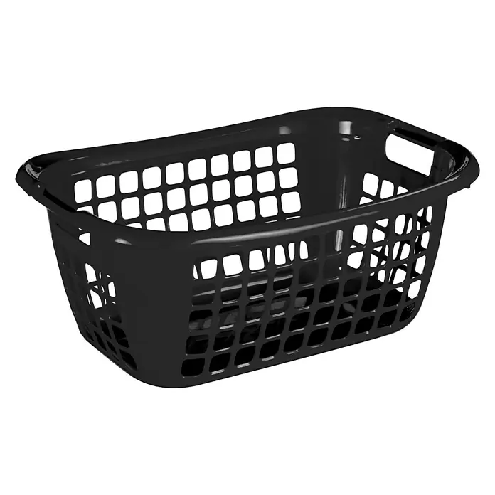Sunware Wäschekorb Basic - L x B x H: 55 x 38 x 22,5 cm, Schwarz - Schwarzer Wäschekorb aus Kunststoff mit rechteckigem Design und vielen kleinen Öffnungen für die Belüftung der Wäsche.