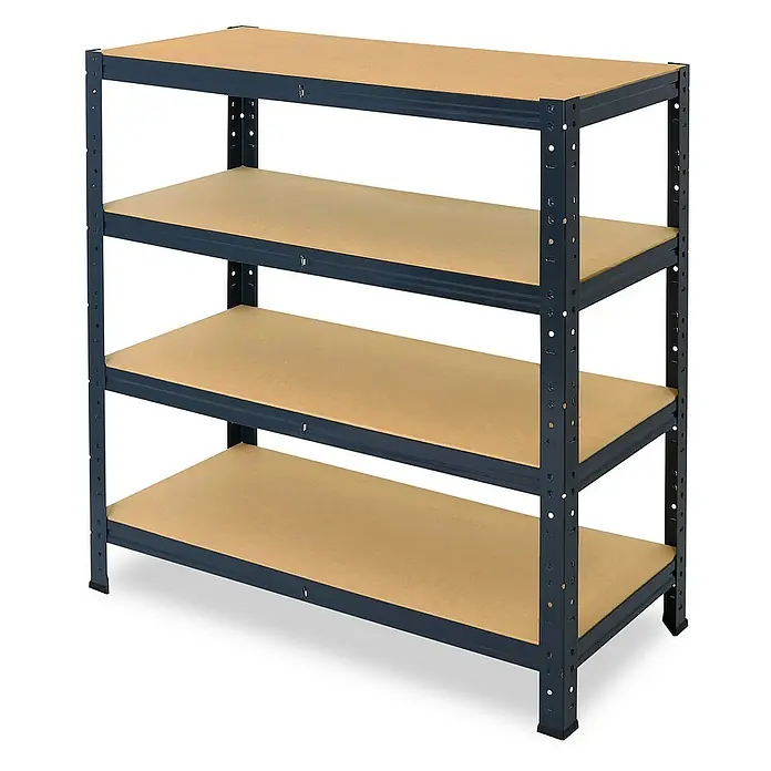 shelfplaza Schwerlastregal HOME - H x B x T: 115 x 100 x 30 cm, Traglast pro Boden: 175 kg, Stecken, anthrazit - Ein robustes Regal mit vier stabilen Ablageflächen, ideal für Lagerung und Organisation in Werkstatt oder Garage.