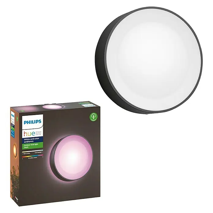 Philips Hue LED-Außenwandleuchte White & Color Ambiance Daylo - 15 W, 22 x 22 x 7,6 cm, Schwarz, IP44 - Das Philips Hue Daylo Outdoor-Wandleuchten-Set für ein stimmungsvolles Ambiente im Außenbereich. Smart Home Beleuchtung für Ihren Garten.