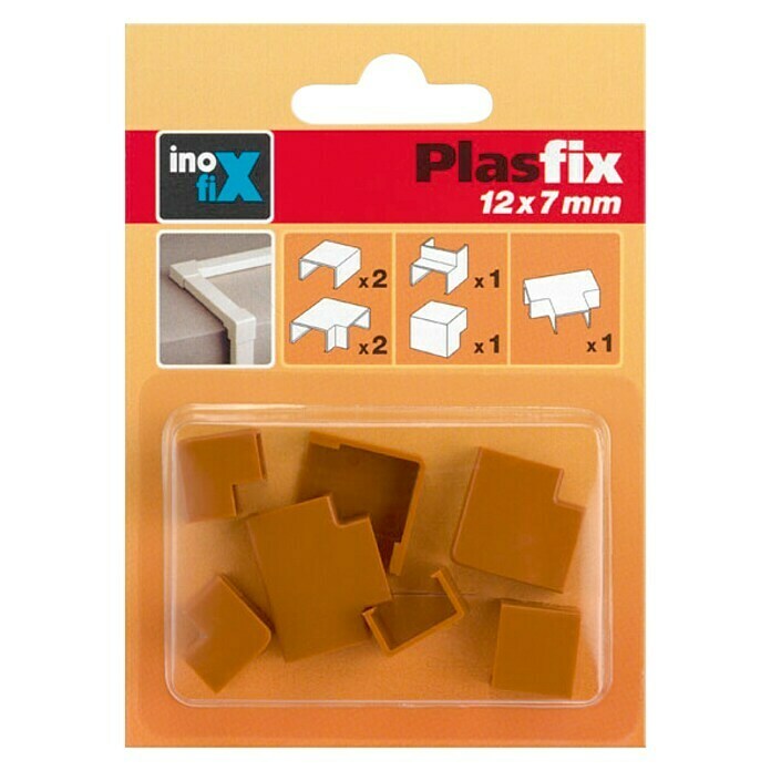 Inofix Plasfix Kit de accesorios para canaleta (Cerezo, An x Al: 1,2 x 0,7 cm, 7 uds.)