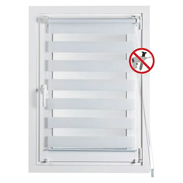 Estor noche y día Clip&Fix - An x Al: 90 x 180 cm, Blanco - Persiana blanca con rayas horizontales que filtran la luz. Instalación sin taladro, ideal para espacios modernos.