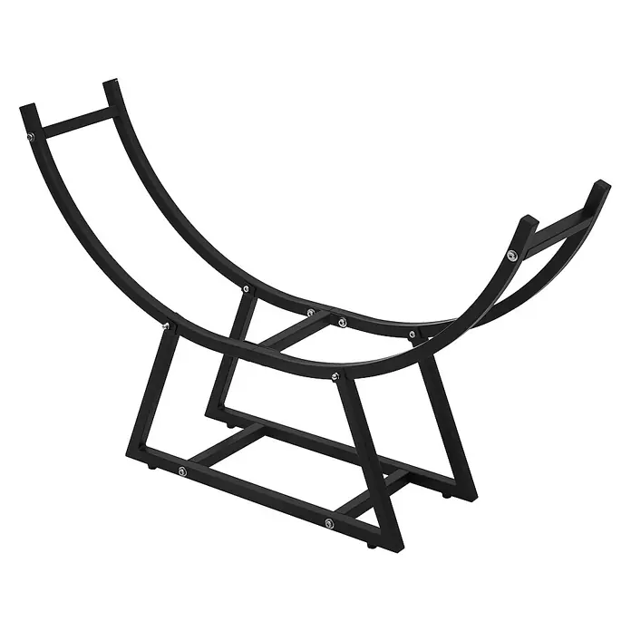 ML-Design Kaminholzregal Brennholzregal U-förmig für Kantholz aus pulverbeschichtetem Stahl -  - Ein stilvoller, gebogener Brennholzständer aus schwarzem Metall, ideal für die Aufbewahrung von Kaminholz und zur Dekoration des Wohnraums.