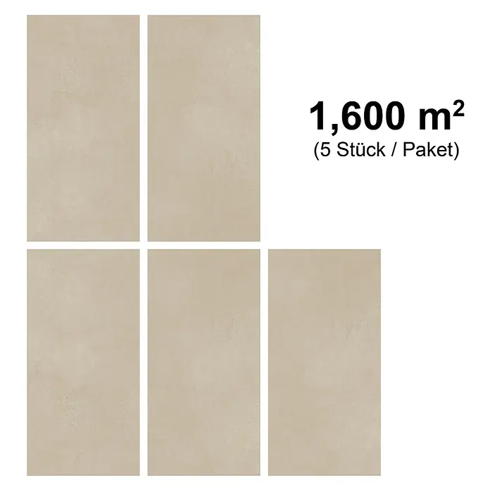 b!design Vinylboden SPC - Avelino, Fliese, 800 x 400 x 6,5 mm - Darstellung von beigen Keramikfliesen, ideal für moderne Boden- und Wandgestaltungen mit einer Packung von 1,600 m².