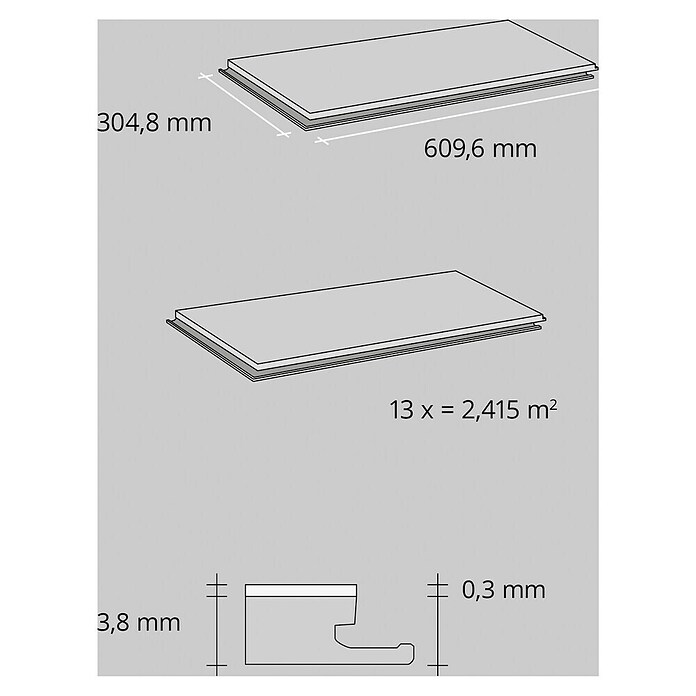 b!design Vinylvloer SPC Hellas (Hellas, Tegel, 609,6 x 304,8 x 3,8 mm) | BAUHAUS