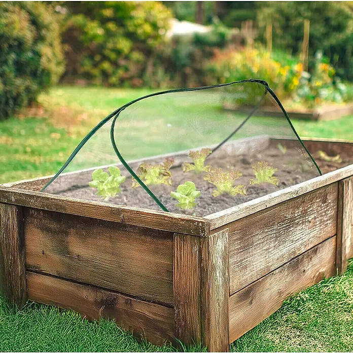 Windhager Hochbeet-Abdeckung Pop Up - L x B x H: 950 x 950 x 500 mm, Transparent/Grün - Hochbeet mit durchsichtigem Frühbeetaufsatz zum Schutz der Pflanzen vor Witterungseinflüssen und Schädlingen.