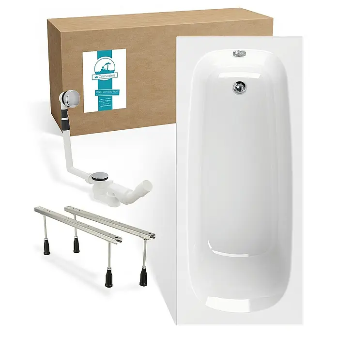 Calmwaters Badewanne Original - Sanitäracryl, Weiß - Komplettes Badewannen-Set mit Ablaufgarnitur, Füßen und einer stabilen Verpackung für den sicheren Transport.