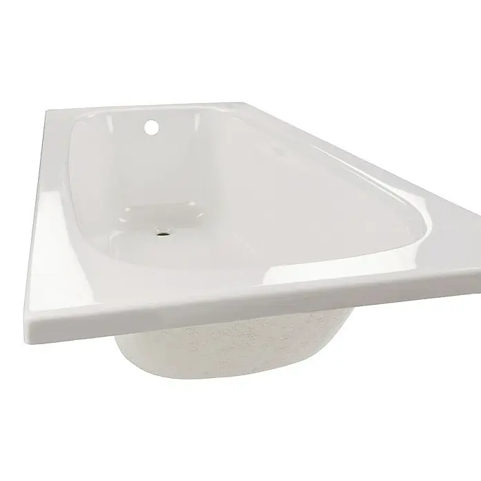 Calmwaters Badewanne Original - Sanitäracryl, Weiß - Nahaufnahme einer weißen Badewanne mit glatter Oberfläche und minimalistischem Design, ideal für moderne Badezimmer.