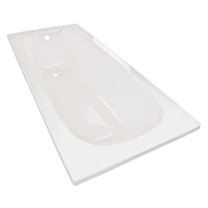 Calmwaters Badewanne Original - Sanitäracryl, Weiß - Eine rechteckige, strahlend weiße Badewanne mit glatter Oberfläche und integriertem Überlauf für entspannende Badeerlebnisse.