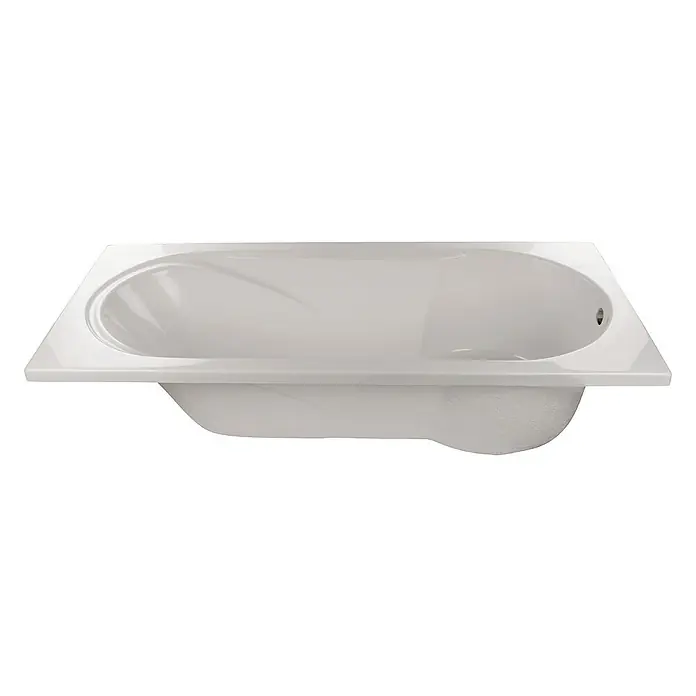 Calmwaters Badewanne Modern Small 2 - Sanitäracryl, Weiß - Ein weißer Badezuber mit rechteckigem Rand und ovalem Innenraum, perfekt für entspannende Bäder.
