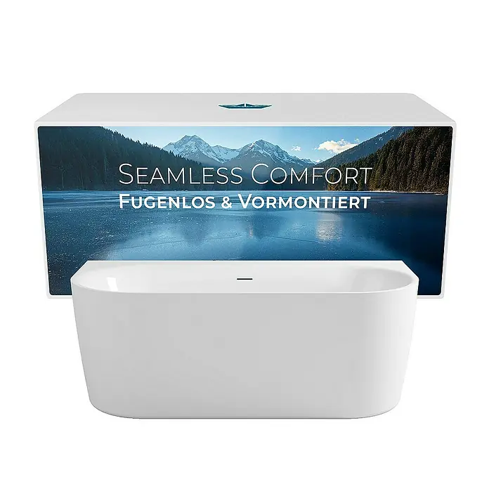 Calmwaters Freistehende Badewanne Seamless Comfort - L x B: 160 x 75 cm, Sanitäracryl, Weiß - Freistehende Badewanne mit geradlinigem Design. Die Wanne ist aus hochwertigem Sanitäracryl gefertigt und bietet hohen Komfort.