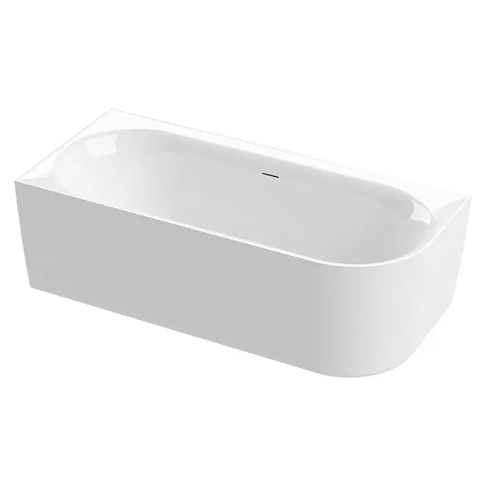 Calmwaters Freistehende Badewanne Seamless Comfort - Sanitäracryl, Weiß - Diese Aufnahme zeigt eine moderne, rechteckige Badewanne mit abgerundeten Kanten und einem minimalistischen Design, ideal für stilvolle Badezimmer.