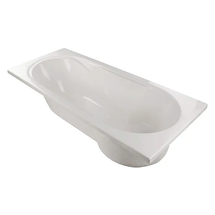 Calmwaters Badewanne Modern Small 2 - Sanitäracryl, Weiß - Bild einer weißen Badewanne. Das Design ist modern und minimalistisch. Die Wanne wirkt einladend für ein entspannendes Bad.