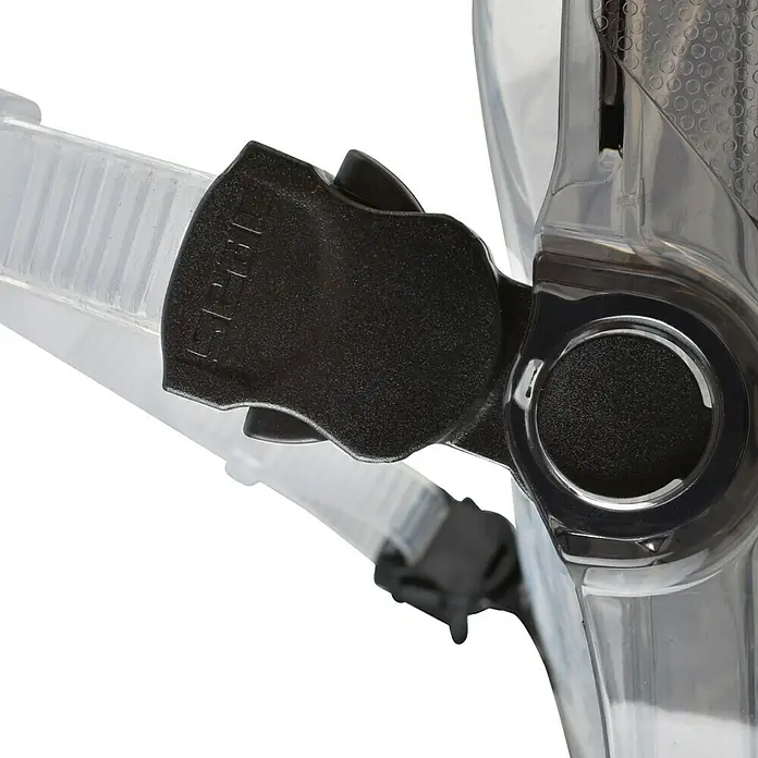Seac Sub Máscara de Snorkel Libera - L/XL, Plástico, Negro/lima - Detalle de una máscara de buceo con correa ajustable. Ideal para aventuras submarinas y visión clara bajo el agua.