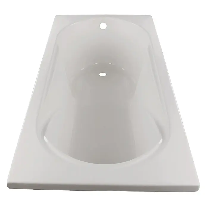 Calmwaters Badewanne Modern Small 2 - Sanitäracryl, Weiß - Draufsicht auf eine neue, glänzend weiße Badewanne, die ein sauberes und modernes Design für Badezimmerausstattung zeigt.