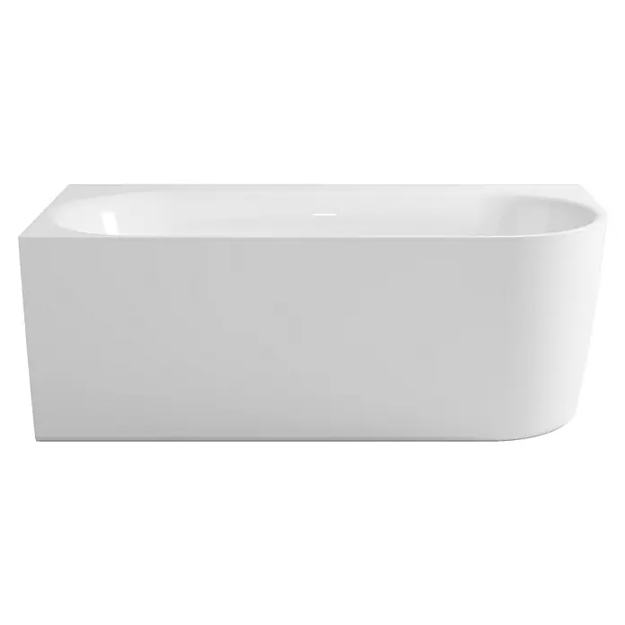 Calmwaters Freistehende Badewanne Seamless Comfort - Sanitäracryl, Weiß - Nahaufnahme einer modernen, weißen Badewanne mit abgerundeten Ecken, die ein elegantes und minimalistisches Design aufweist.