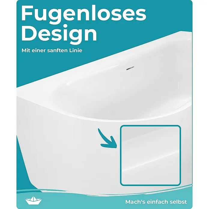 Calmwaters Freistehende Badewanne Seamless Comfort - L x B: 180 x 80 cm, Sanitäracryl, Weiß - Nahtloses Badewannendesign mit sanften Linien. Die Badewanne ist aus einem Guss gefertigt und leicht zu reinigen.