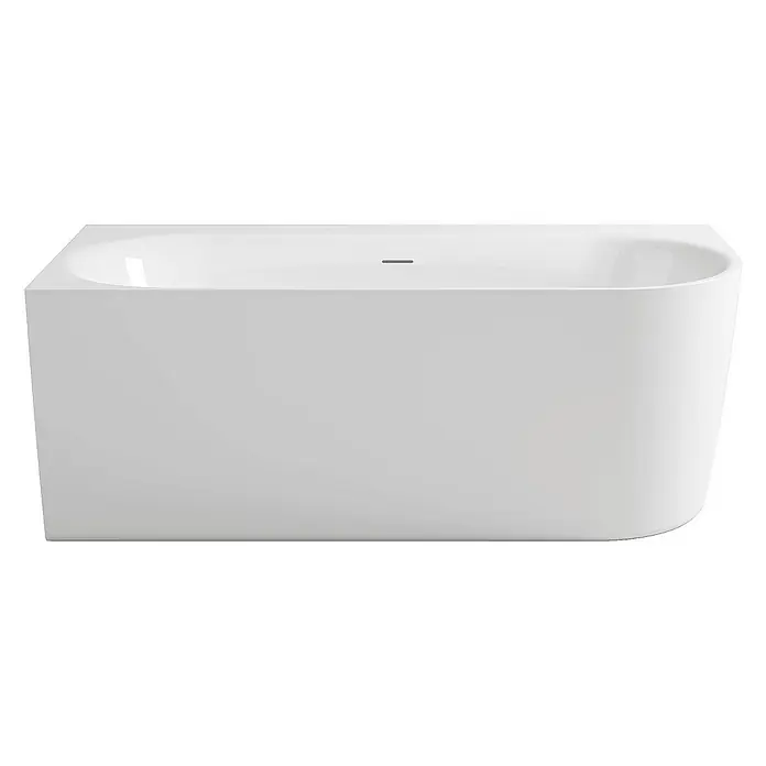Calmwaters Freistehende Badewanne Seamless Comfort - Sanitäracryl, Weiß - Nahaufnahme einer modernen, rechteckigen Badewanne in Weiß, die ein minimalistisches Design und saubere Linien aufweist.