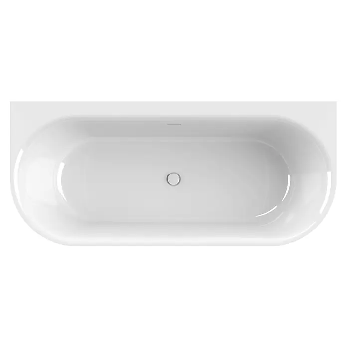 Calmwaters Freistehende Badewanne Seamless Comfort - L x B: 180 x 80 cm, Sanitäracryl, Weiß - Draufsicht einer eleganten, freistehenden Badewanne in Weiß. Das moderne Design und die ovale Form laden zum Entspannen ein.