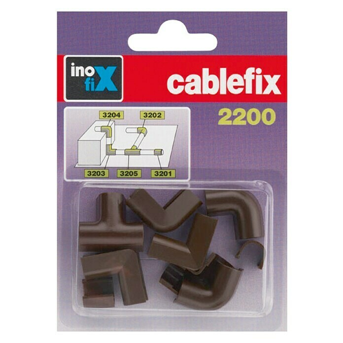Inofix Cablefix Kit de accesorios para canaleta 2200 (Marrón, An x Al: 0,8 x 0,7 cm, 10 uds.)