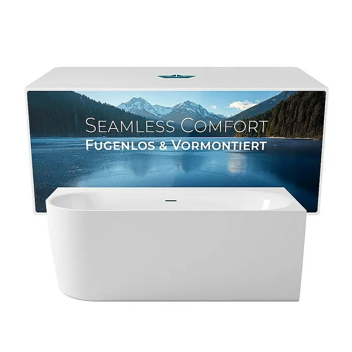 Calmwaters Freistehende Badewanne Seamless Comfort - Sanitäracryl, Weiß - Bild einer freistehenden Badewanne. Elegantes Design für entspannende Momente.
