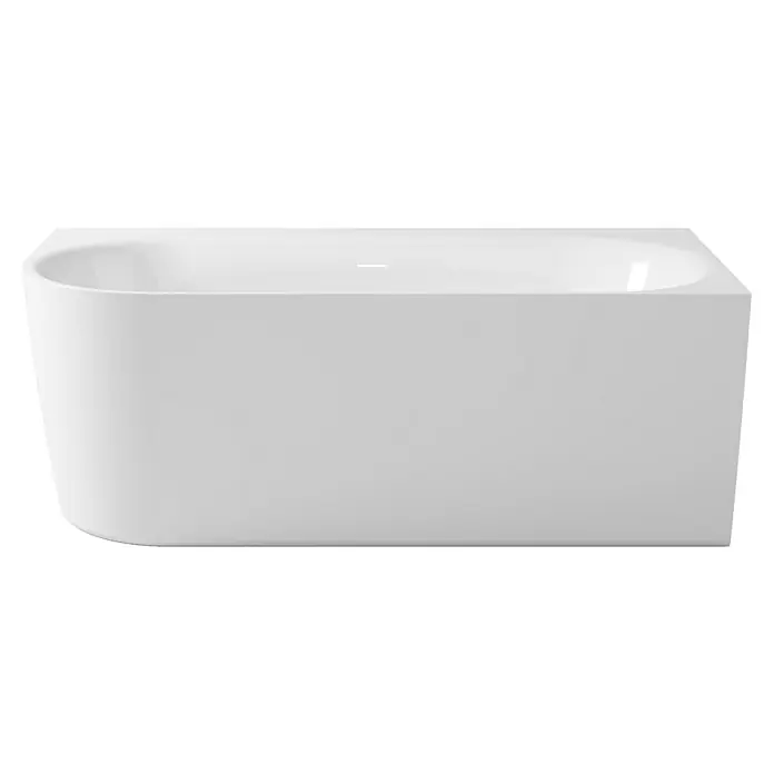 Calmwaters Freistehende Badewanne Seamless Comfort - Sanitäracryl, Weiß - Nahaufnahme einer modernen, weißen Badewanne mit abgerundeten Kanten, ideal für ein stilvolles Badezimmer.