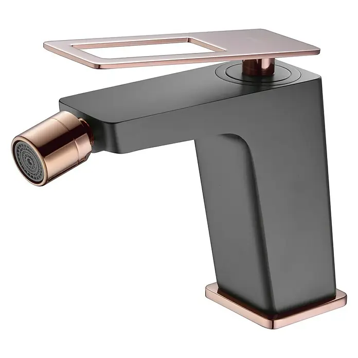 Imex Suecia Grifo monomando de bidé - Negro/Oro rosa - Un elegante grifo de dos tonos en antracita y cobre. Su diseño moderno lo convierte en un atractivo en el baño.