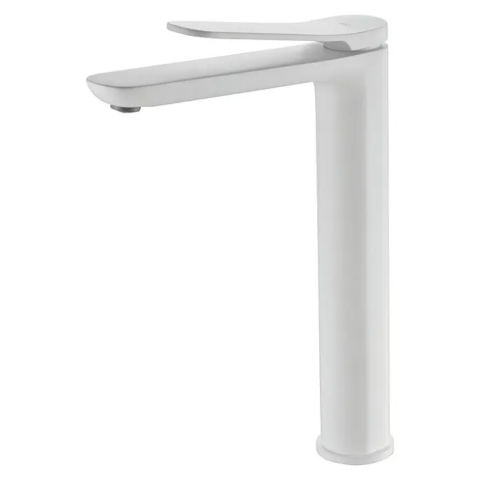 Imex Dinamarca Grifo de lavabo alto - Blanco - Elegante grifo monomando blanco con caño alto. Accesorio de baño moderno para un diseño y funcionalidad elegantes.