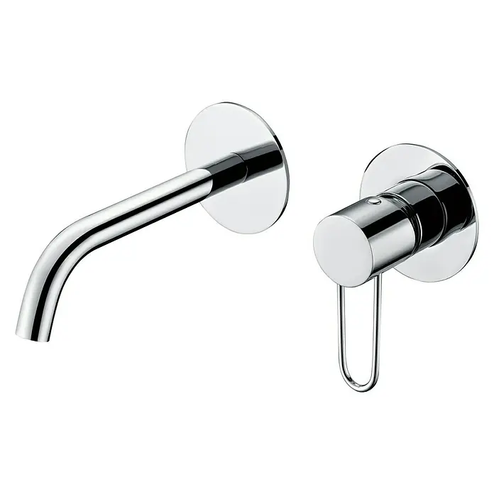 Imex Milos Grifo de lavabo - Cromo - Grifo de lavabo cromado de pared moderno, ideal para baños elegantes.