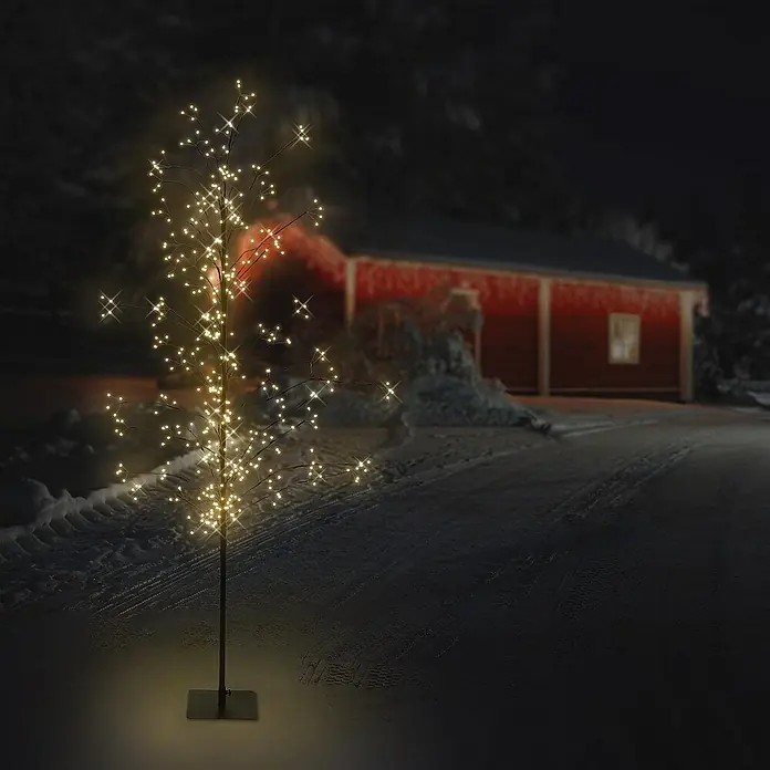 ECD Germany Künstlicher Weihnachtsbaum Leuchtbaum mit 480 LEDs inkl. Timer für Innen & Außen IP44 Warmweiß - Höhe: 180 cm, Black, LED-Beleuchtung - Festlicher LED-Baum mit warmweißen Lichtern, ideal für den Außenbereich, schafft eine gemütliche Winteratmosphäre.