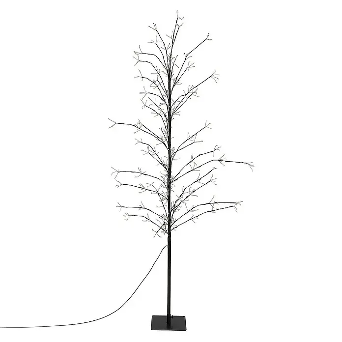 ECD Germany Künstlicher Weihnachtsbaum Leuchtbaum mit 480 LEDs inkl. Timer für Innen & Außen IP44 Warmweiß - Höhe: 180 cm, Black, LED-Beleuchtung - Eine dekorative LED-Baumleuchte mit schwarzen Ästen und warmweißen Lichtern, ideal für eine stimmungsvolle Beleuchtung im Innenbereich.