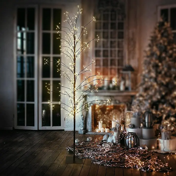 ECD Germany Künstlicher Weihnachtsbaum Leuchtbaum mit 480 LEDs inkl. Timer für Innen & Außen IP44 Warmweiß - Höhe: 180 cm, Black, LED-Beleuchtung - Dekorativer LED-Baum mit warmweißen Lichtern, ideal für eine festliche Atmosphäre im Innenbereich. Die perfekte Weihnachtsdekoration.