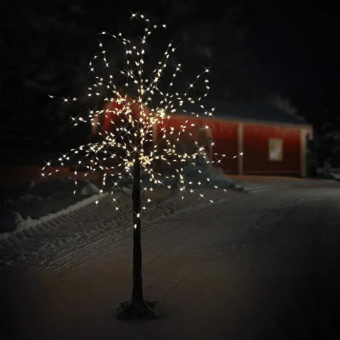 ECD Germany Künstlicher Weihnachtsbaum Leuchtbaum mit 600 LEDsfür Innen & AußenWarmweiß - Höhe: 150 cm, Black, LED-Beleuchtung - Dekorativer Baum mit Sternenlichtern für den Innen- und Außenbereich, der eine warme und festliche Atmosphäre schafft.