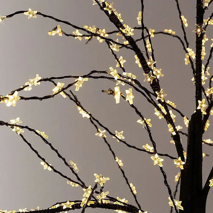 ECD Germany Künstlicher Weihnachtsbaum Leuchtbaum mit 600 LEDsfür Innen & AußenWarmweiß - Höhe: 150 cm, Black, LED-Beleuchtung - Sternenbaum: Dekorativer Baum mit warmweißen Sternenlichtern an dunklen Ästen, ideal für stimmungsvolle Beleuchtung.