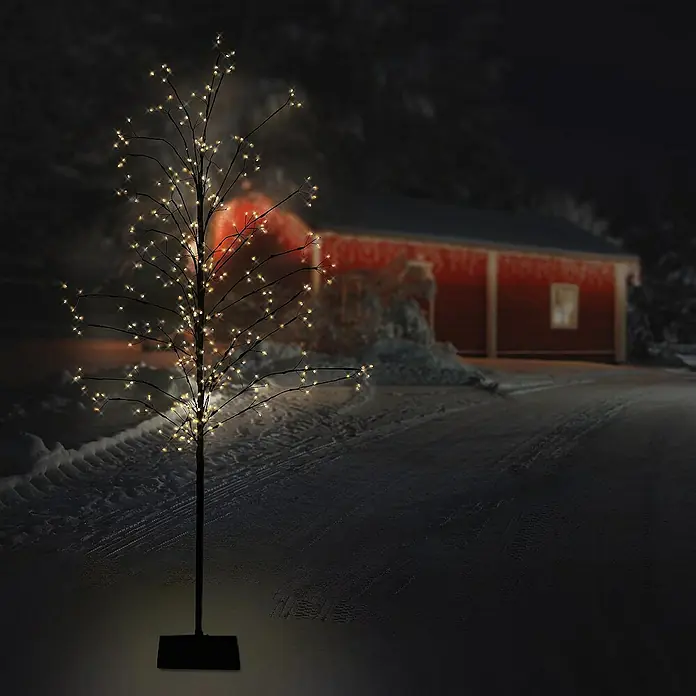 ECD Germany Künstlicher Weihnachtsbaum Leuchtbaum mit 360 LEDs inkl. Timer für Innen & Außen IP44 Warmweiß - Höhe: 150 cm, Black, LED-Beleuchtung - Dieses Bild zeigt einen dekorativen LED-Baum mit warmweißen Lichtern, der eine gemütliche Atmosphäre in jedem Raum schafft. Perfekt für die Winterzeit.