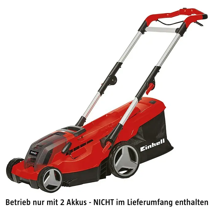 Einhell Power X-Change 18V Akku-Rasenmäher GE-CM 36/37 Li-Solo - 18 V, Ohne Akku, Schnittbreite: 37 cm - Roter Einhell Akku-Rasenmäher mit Fangkorb und verstellbarem Griff für komfortables Rasenmähen.
