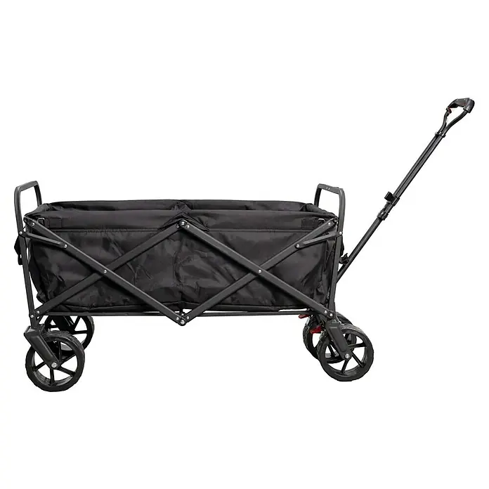 Faltbarer Bollerwagen - L x B x H: 102 x 66 x 76 cm, Belastbarkeit: 60 kg - Schwarzer, zusammenklappbarer Bollerwagen mit praktischem Griff für den Transport. Ideal für Ausflüge, Camping oder den Garten.
