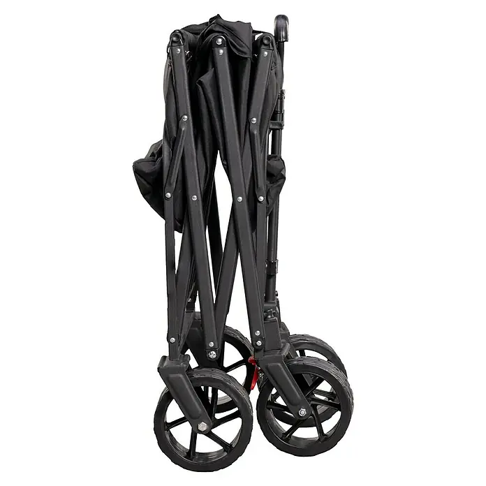 Faltbarer Bollerwagen - L x B x H: 102 x 66 x 76 cm, Belastbarkeit: 60 kg - Zusammengeklappter Bollerwagen mit schwarzen Rädern und Rahmen, ideal für den Transport von Gegenständen. Praktisch und platzsparend.