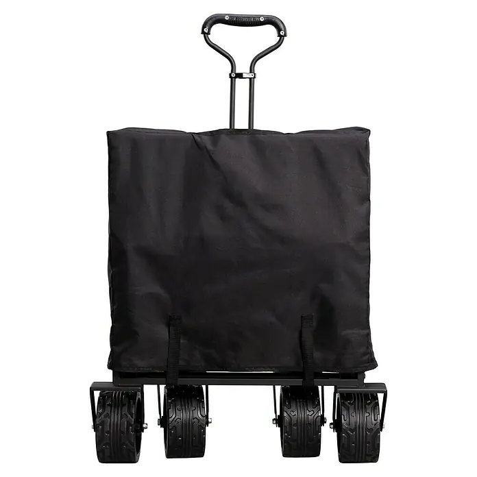 Faltbarer Bollerwagen - L x B x H: 102 x 66 x 76 cm, Belastbarkeit: 60 kg - Schwarzer Bollerwagen mit Griff und vier Rädern für den Transport von Gegenständen im Freien. Praktisch und robust.