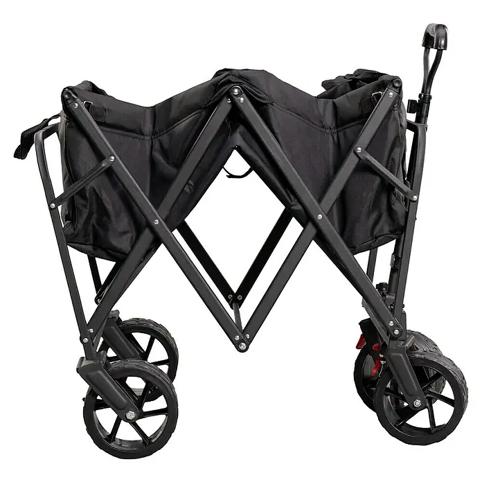 Faltbarer Bollerwagen - L x B x H: 102 x 66 x 76 cm, Belastbarkeit: 60 kg - Zusammengeklappter Bollerwagen mit robustem, schwarzem Rahmen und Rädern. Perfekt für den Transport von Gegenständen im Freien.