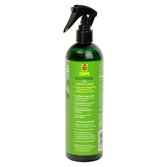 Compo Blattpflege - Geeignet für: Grünpflanzen, 500 ml - COMPO Blattpflege für Grünpflanzen im Sprühbehälter. Ideal für die Regeneration und für gesunde, grüne Blätter Ihrer Pflanzen.