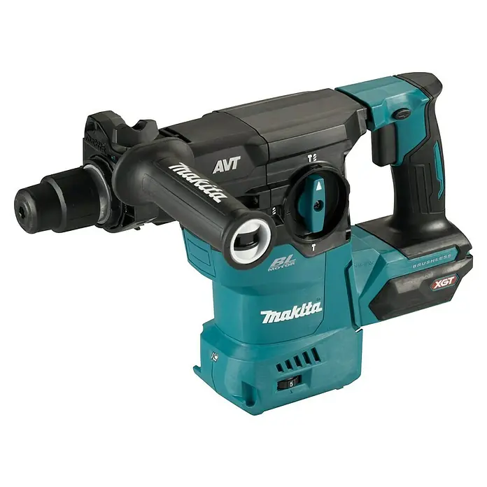 Makita XGT 40V max. Akku-Kombihammer HR008GZ - 40 V, Ohne Akku, 3,9 J - Abbildung eines Makita Akku-Bohrhammers mit AVT, BL-Motor und XGT-Akku für professionelle Bauarbeiten.