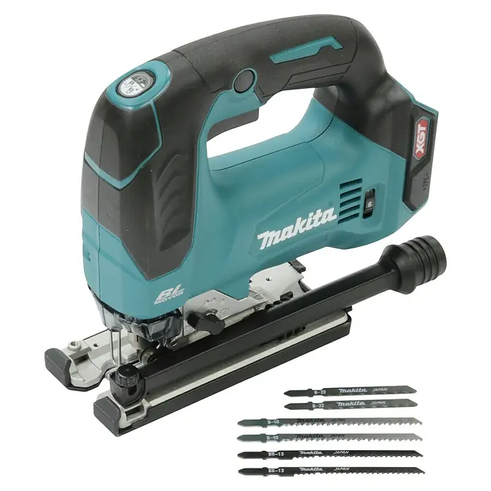 Makita XGT 40V max. Akku-Pendelhubstichsäge JV002GZ - 40 V, Ohne Akku, 0 /min - 3.500 /min - Akkustichsäge von Makita, ein vielseitiges Elektrowerkzeug zum präzisen Schneiden von Holz, Metall und Kunststoff, inklusive diverser Sägeblätter.