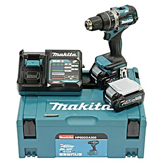 Makita XGT 40V max. Taladro atornillador percutor de batería HP002GA202 (40 V, 2 baterías, 2 Ah, 64 Nm)