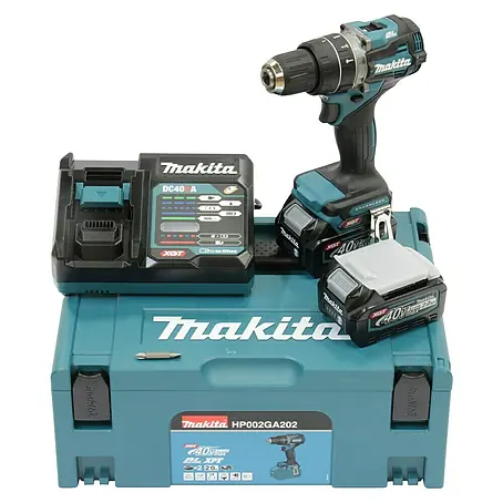 Makita XGT 40V max. Taladro atornillador percutor de batería HP002GA202